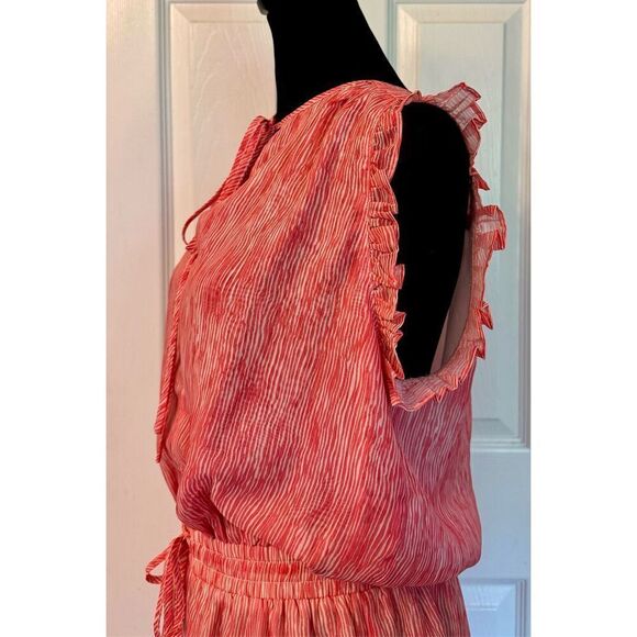 NWOT Pinch Coastal Striped Ruffle Sleeveless Smocked Mid Waisted Dress Women's M - Picture 2 of 9